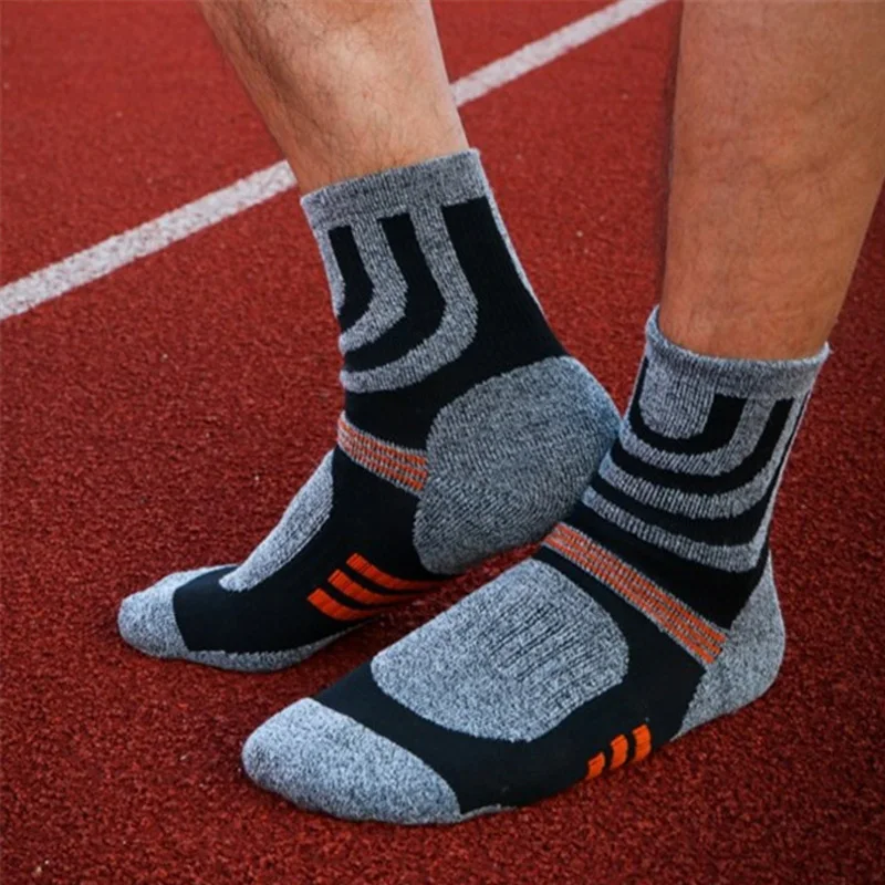 Coolmax-calcetines de compresión de algodón para hombre, medias de felpa para correr, fútbol, deporte al aire libre, baloncesto, ciclismo y viajes,