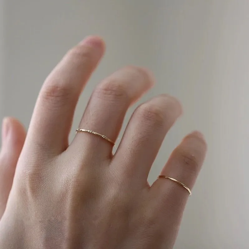 925 Sterling Silver French Simple Ring Women 14k Gold Plating Pavé Crystal Tail Ring Fashion Wedding Party Jewelry Gift