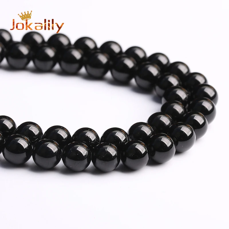 Natural Black Tourmaline Beads Hight Quality Stone Round Loose Beads For Jewelry Making DIY Bracelets Necklace 4 6 8 10 12mm 15