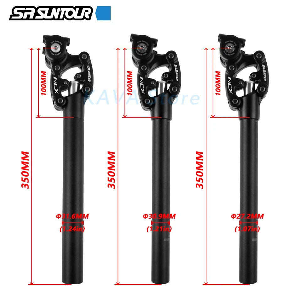 SR Suntour NCX Bicycle Damping Suspension Seat Post Mountain Bike Seatpost 27.2/28.6/30.0/30.4/30.9/31.6/33.9*350mm Seat Tube