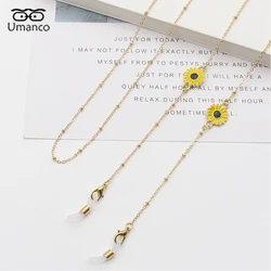 Gold Metal Mask Glasses Chain for Women With Oil Drop Dassiy Pendant INS Sunglasses Chain Neck Hanging Jewelry Accessories