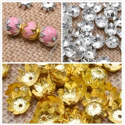 Gold Color Flower Metal Alloy Loose Spacer Bead Caps Jewelry Findings Cone End Beads For Jewelry Making Finding 8/10mm100pcs/Lot