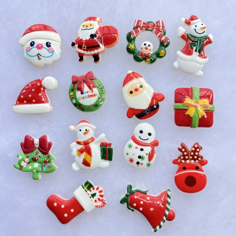 10/20Pcs Cute Mixed Mini Christmas Series Flat Back Resin Cabochons Scrapbooking DIY Jewelry Craft Decoration Accessories E42