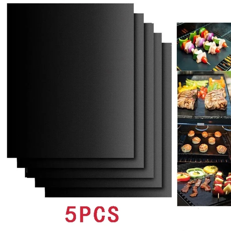 

5Pcs Reusable BBQ Grill Mat Set Non-stick Extra Thick Heat Outdoor Party Picnic Camping Cooking Barbecue Tool Easily Cleaned