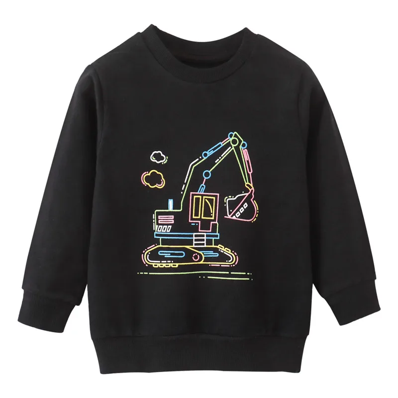 

Jumping Meters New Arrival Excavators Print Boys Sweatshirts Long Sleeve Children's Cotton Hoodies Hot Selling Sport Shirts Kids