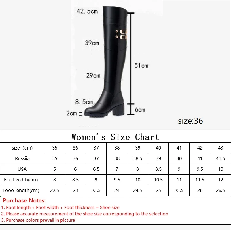 CICIYANG Women over-the-knee boots Genuine Leather wool Long tube High boots Plus size 2024 winter boots High heels riding boots