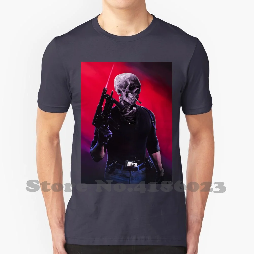 Skeleton 100% Cotton T-Shirt Sylvester Vincent Van Gogh Skull City Hotline Miami Miami Connection 80S Action Film Rocky Judge