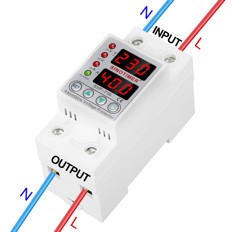 Interruttore automatico LCD a doppio Display controllo relè di tensione regolabile su protezione da sottotensione 220V 63A 40A regolazione