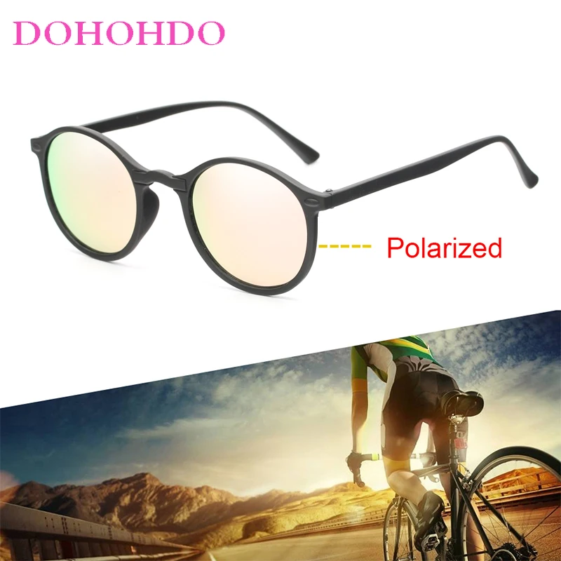 DOHOHDO New Women Round Polarized Sunglasses Retro Vintage Driving Steampunk Eyewear Male Small Sun Glasses Gafas Ciclismo UV400