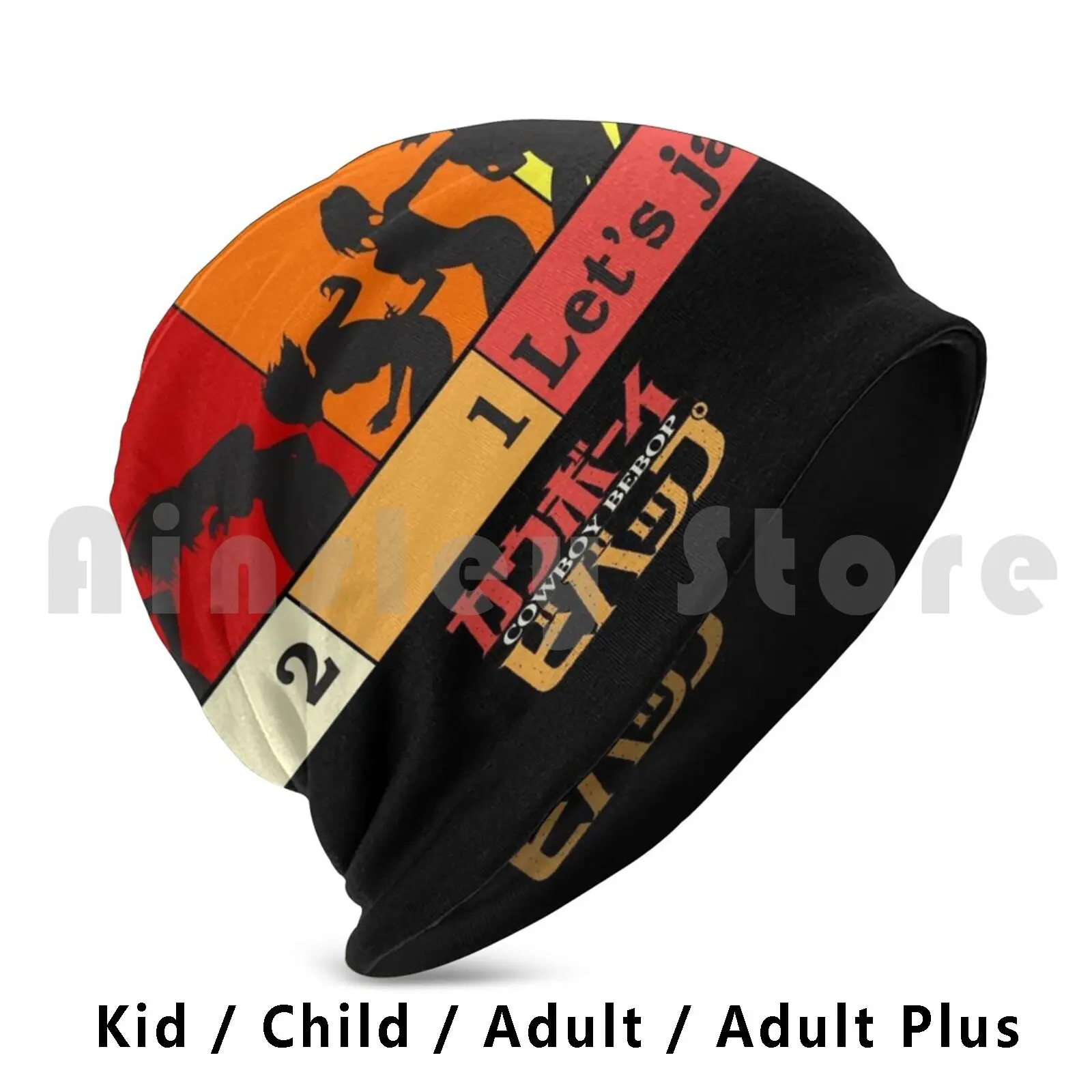 Faye-3 2 1 Let's Jam! Beanie Hedging Cap DIY Print Cushion Faye Valentine Spike Spiegel Jet Black Red