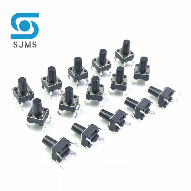 SJMS 20PCS 6*6*9 Tact Switch Push Button DIP 4 Pin Tactile Push button 6X6X9 mm Micro Switch Touch Button Tactile Reset switch