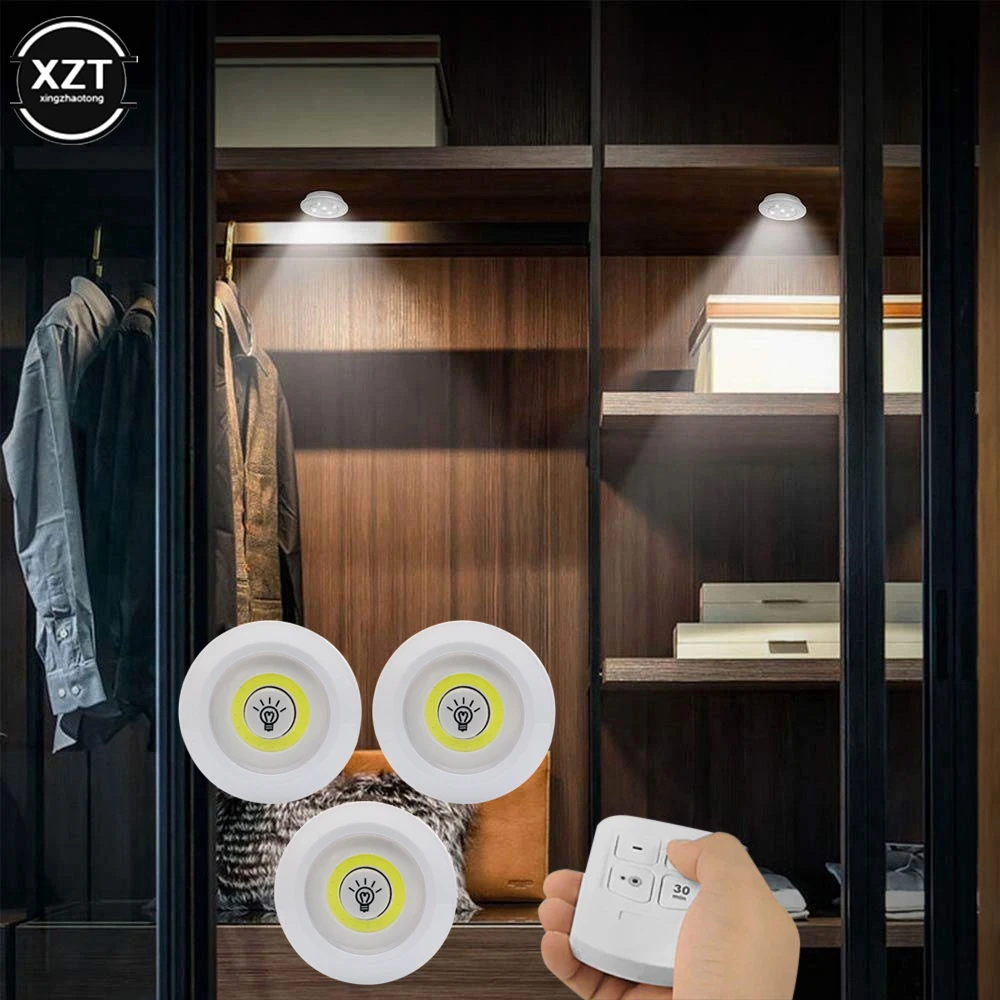 

Clearance sales Cob Under Cabinet Light LED Wireless Remote Control Dimmable Wardrobe Night Lamp