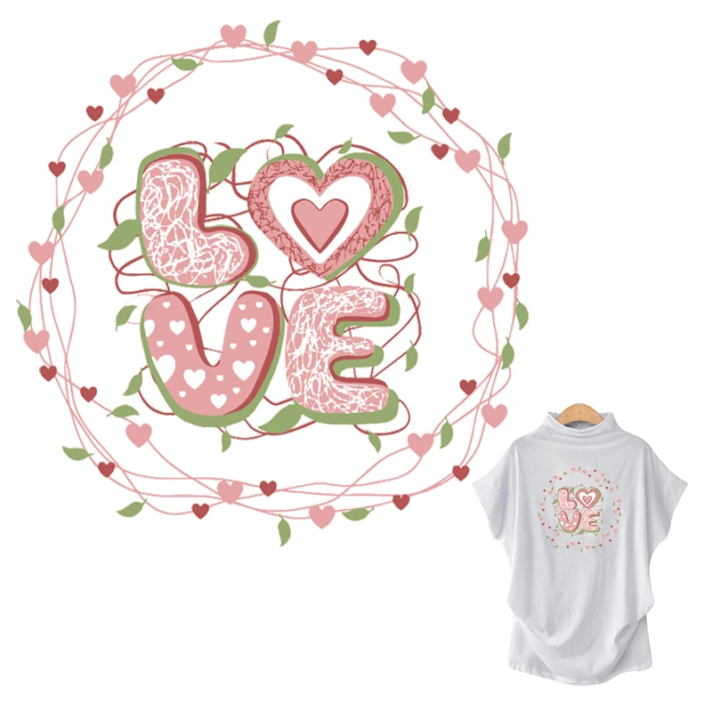 Pink LOVE Cute Letter Heat Transfer Patches A-level Washable T-shirt Jeans Decals Clothing Patch