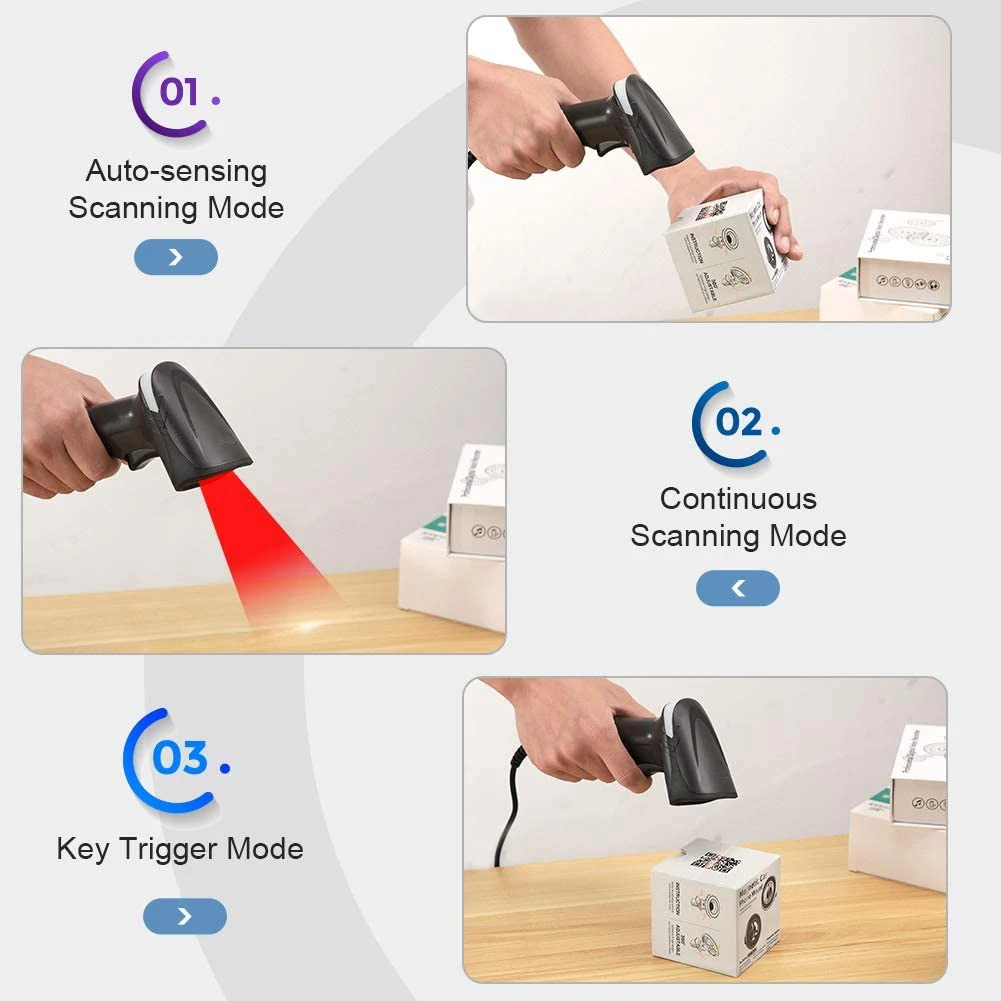 Escáner de código de barras con cable USB 2D QR, lector de código de barras con función portátil, escáneres compatibles con sistema Windows macOS