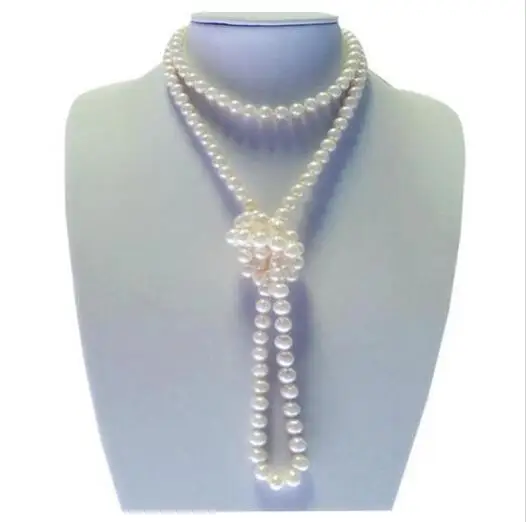 

charming 7-8mm natural south sea white pearl necklace 50 inch