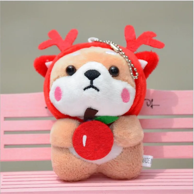 1Pcs Cartoon Dog Stuffed Soft Toys Pendant Small Shiba Inu Animal Plush Toy Cute Mini Doll Bag Pendant Keychain For Female 11Cm