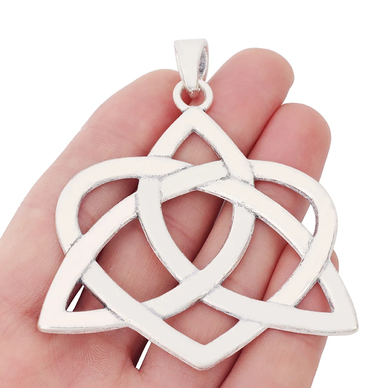 2 x Tibetan Silver Large Celtics Knot Trinity Triquetra Heart Charms Pendants for Necklace Jewelry Making Findings Accessories