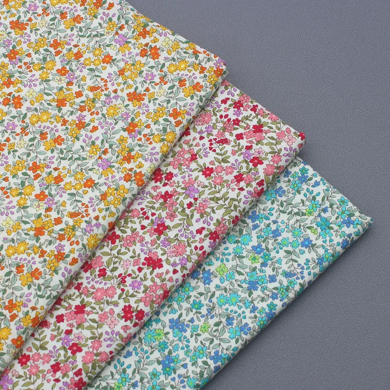 Poplin Thin Fabric for Making Dress and Clothing, Little Fresh Floral, Pastoral Style, Printed Cotton, Summer, 145x50cm