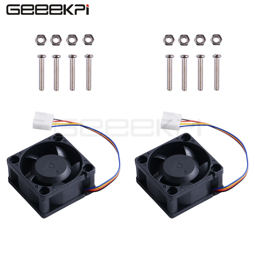 

GeeekPi 2PCS PWM Speed Adjustment 4PIN Dual Ball Bearing Dedicated Super Cooling Fan Strong Cooling Air for NVIDIA Jetson Nano