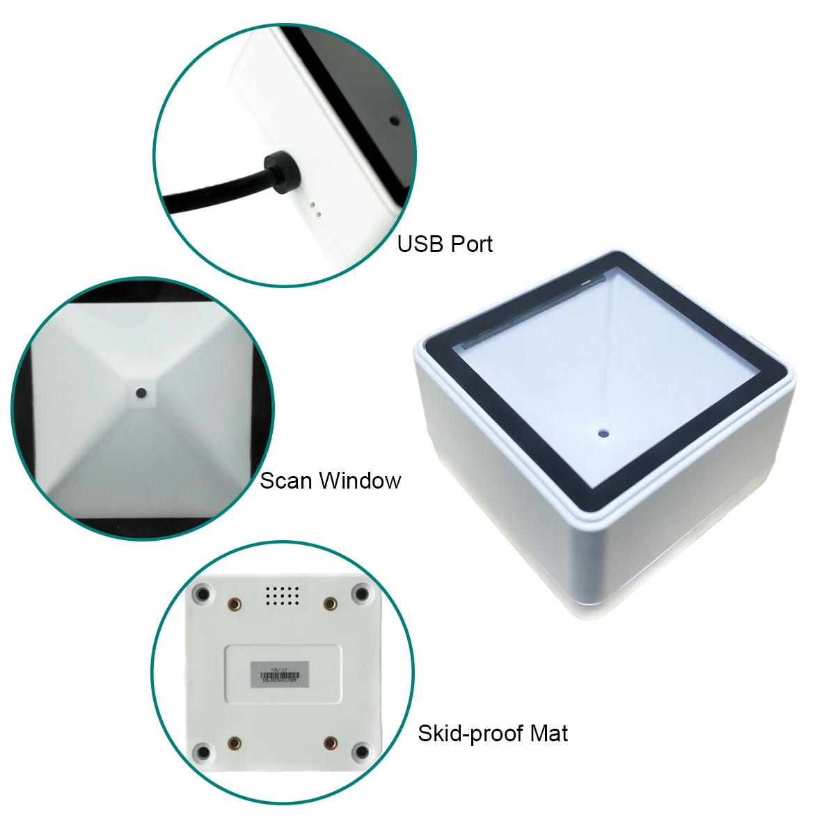 Настольный сканер штрих-кода 1D и 2D, встроенный всенаправленный проводной USB-мини-считыватель штрих-кодов без помощи рук, 1D QR-экранное сканирование