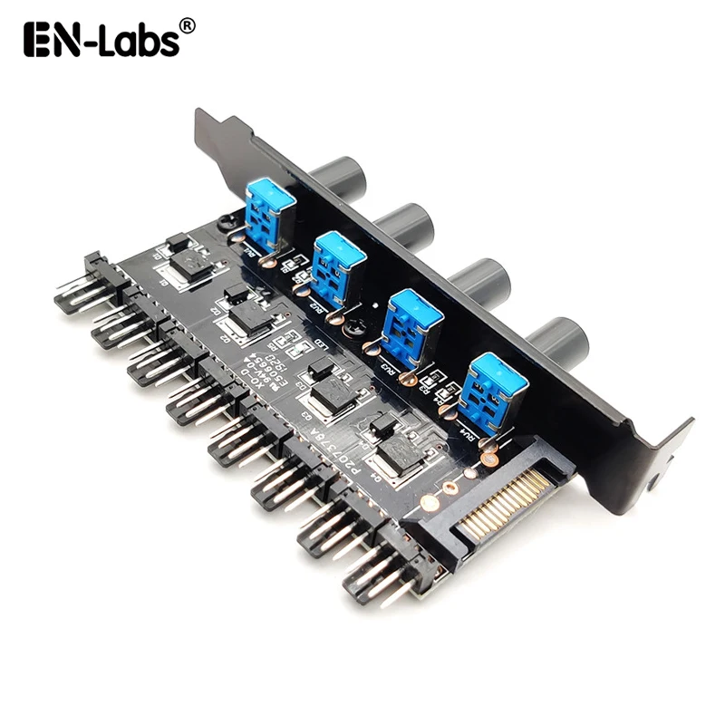 

Computer PC 6 Channel 8 Way 4 pin PWM 3 pin Fan Speed Controller PCI Cover, 12V Temperature Control for CPU Case Fan Radiator
