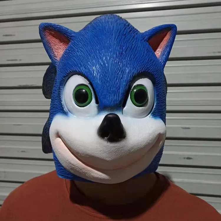 

Game prop cos blue hedgehog mask latex headwear mask mask scaly mask Festival party role play Festival Costume Party props
