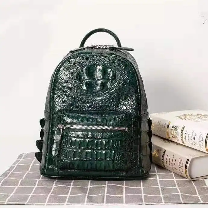 100% genuine real crocodile skin women backpack bag real alligator leather small lady backpack daily bag  2021 new design bag