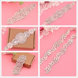 Silver Crystal Bridal Sash For Women Elegant Wedding Dress Belt With Stones New Rhinestone Pearl Bridal Belt Dresses Accessories