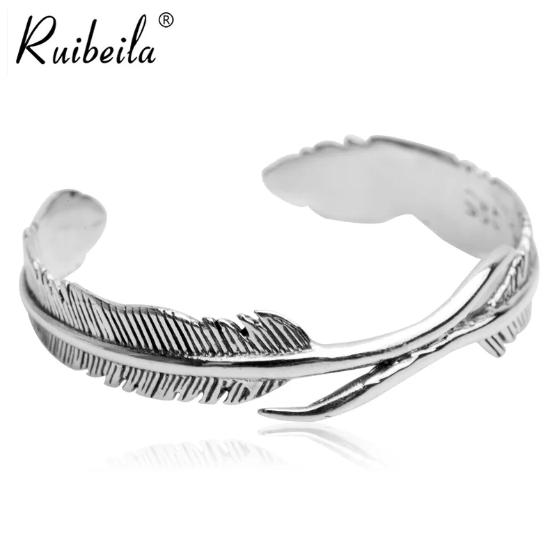 New authentic S925 silver men and women Takahashi Goro feather handmade opening silver men and women bracelets