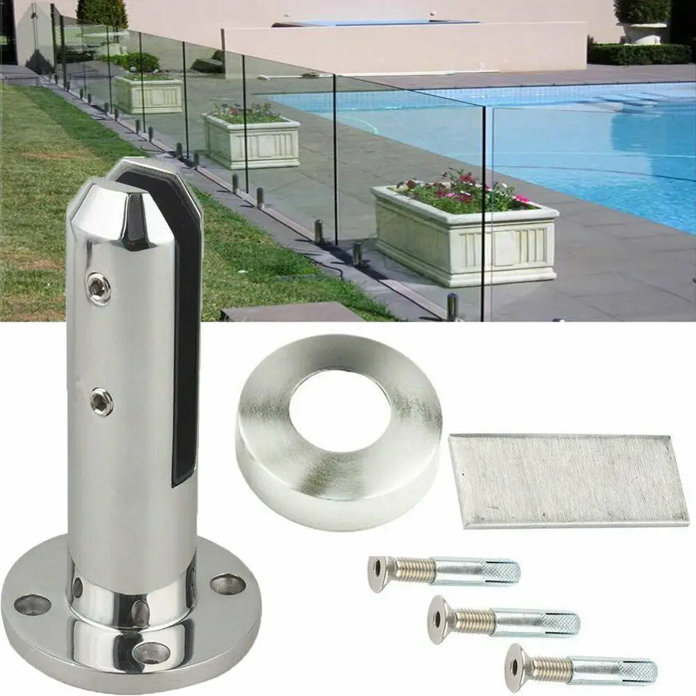 ISURE MARINE Glass Pool Fence Clamp Post Deck Handrail, Glass Floor Spigot Clamp for Glass Thickness 3/10