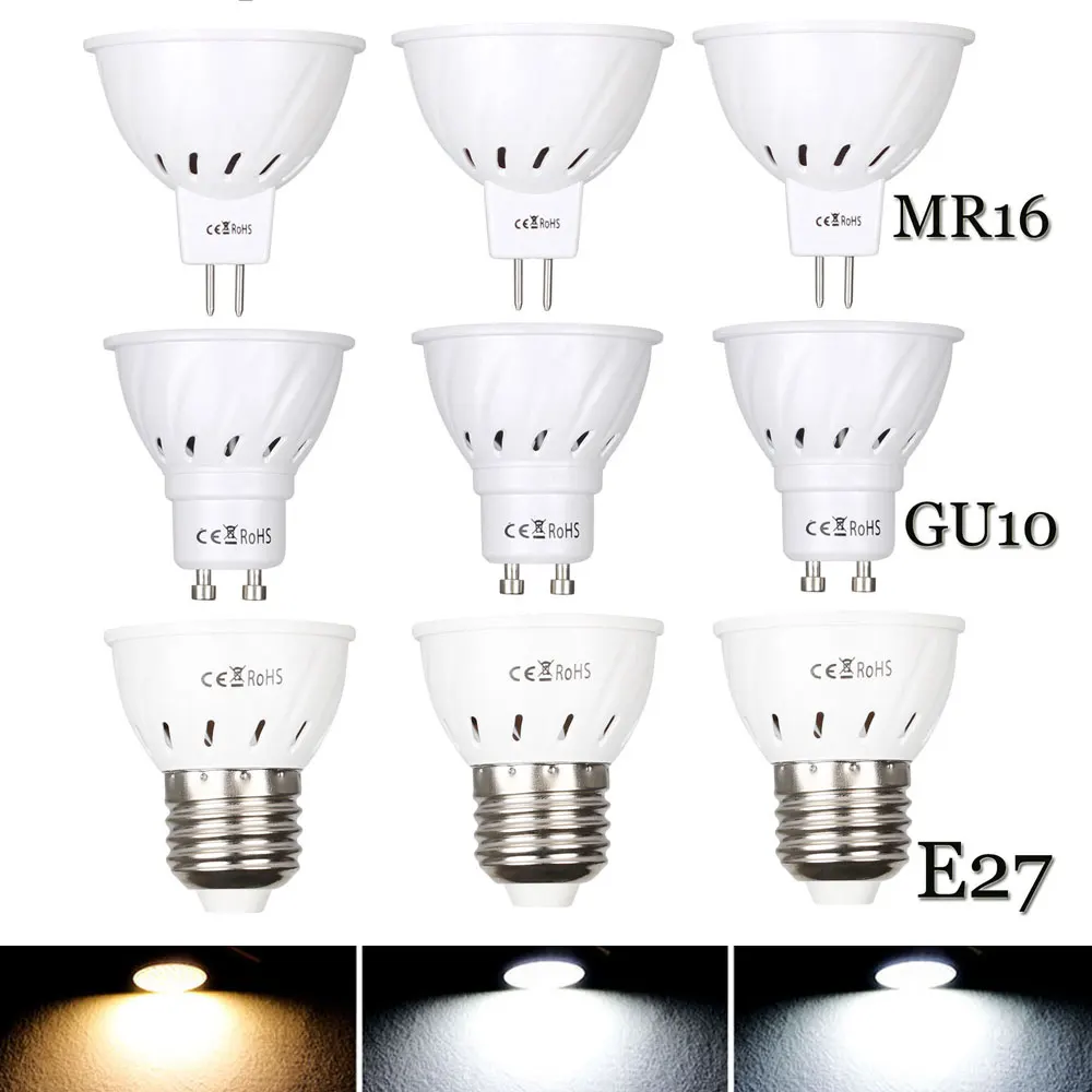 10Pcs DC 12V 24V 110V 220V GU10 LED Spotlight MR16 Lamp Spot light Bulb E27 Led lampara  bombillas led gu 10 2835 Light 3W 5W 7W