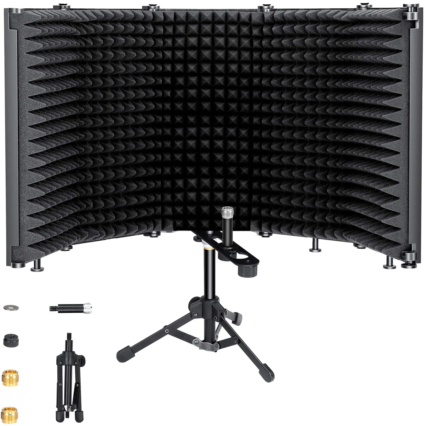 Microphone Isolation Shield with Tripod Stand,  Foldable With 3/8