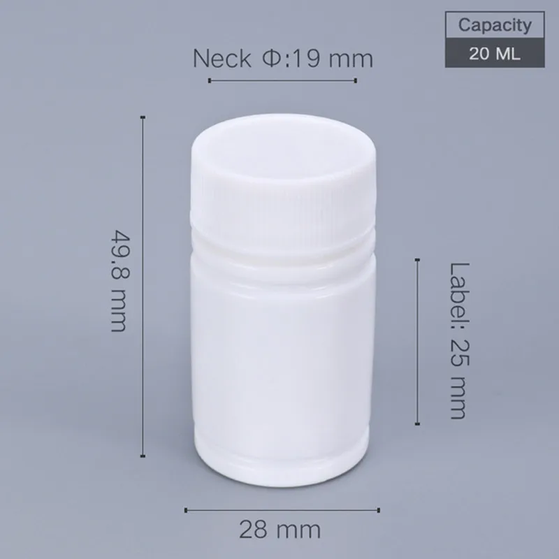 100Pcs 20ML Small Round Bottle With Screw Cap Medicine Pill Capsule Tablet Storage Container Vitamin Refillable Bottles