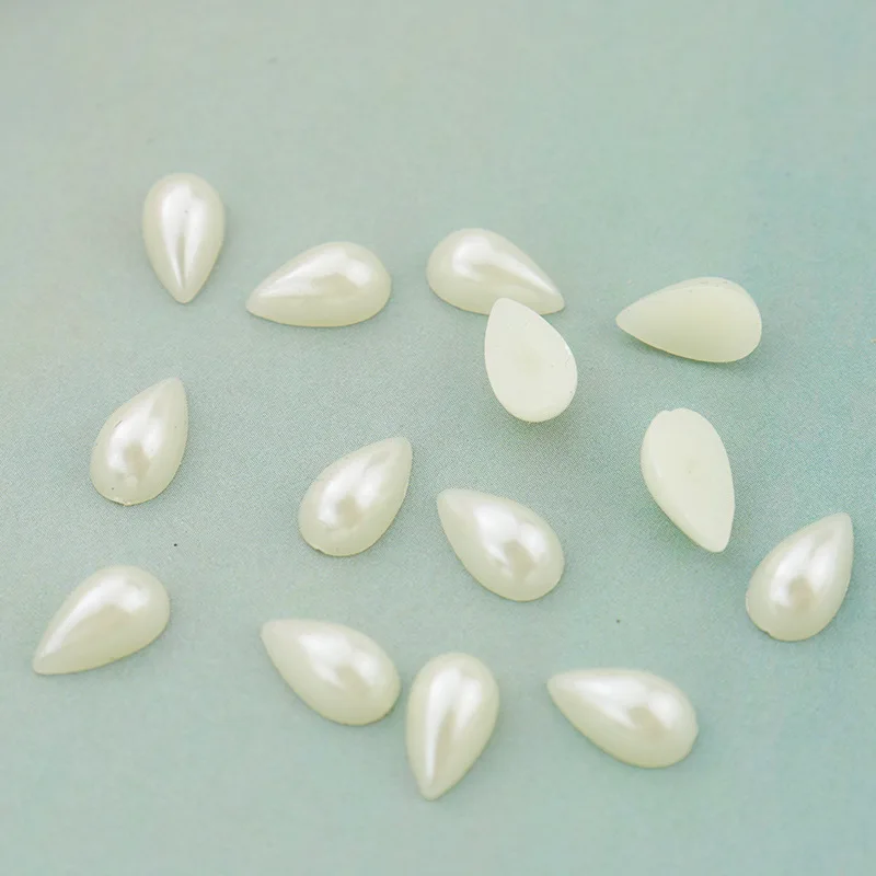 White/Ivory Color 10-500pcs ABS FlatBack Water Drop Pearl Beads For DIY Scrapbook Nail Art Jewelry Decoration