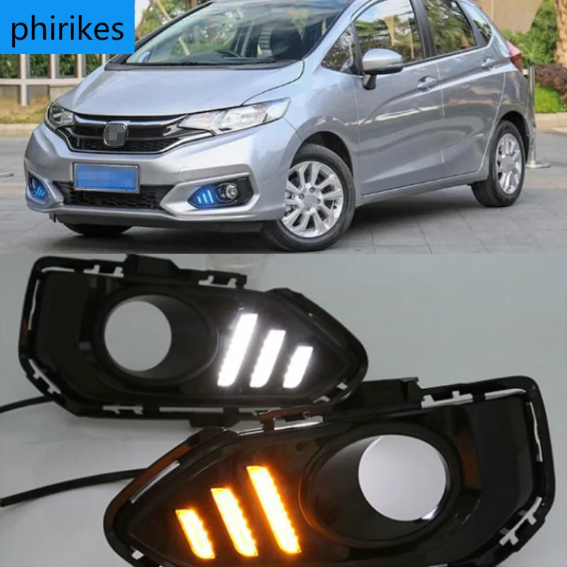 

1Set For Honda jazz fit 2018 LED DRL Daytime Running Lights Daylight Driving light with fog lamp