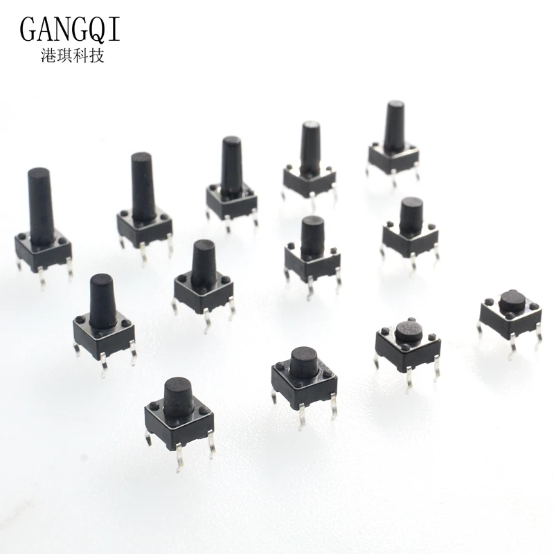 50PCS 6*6*4.3mm 5mm 6 7 8 9 10 11 12 13 14 15 16 17 6X6 4Pin Tactile Tact Push Button Micro  Touch switch mini DIPSwitch