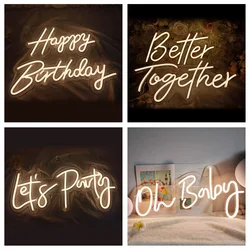 LED Neon Signs Light for Party, Feliz Aniversário, Casamento, Noiva a Ser, Interior, Exterior, Bebê, Decoração de 1 Ano