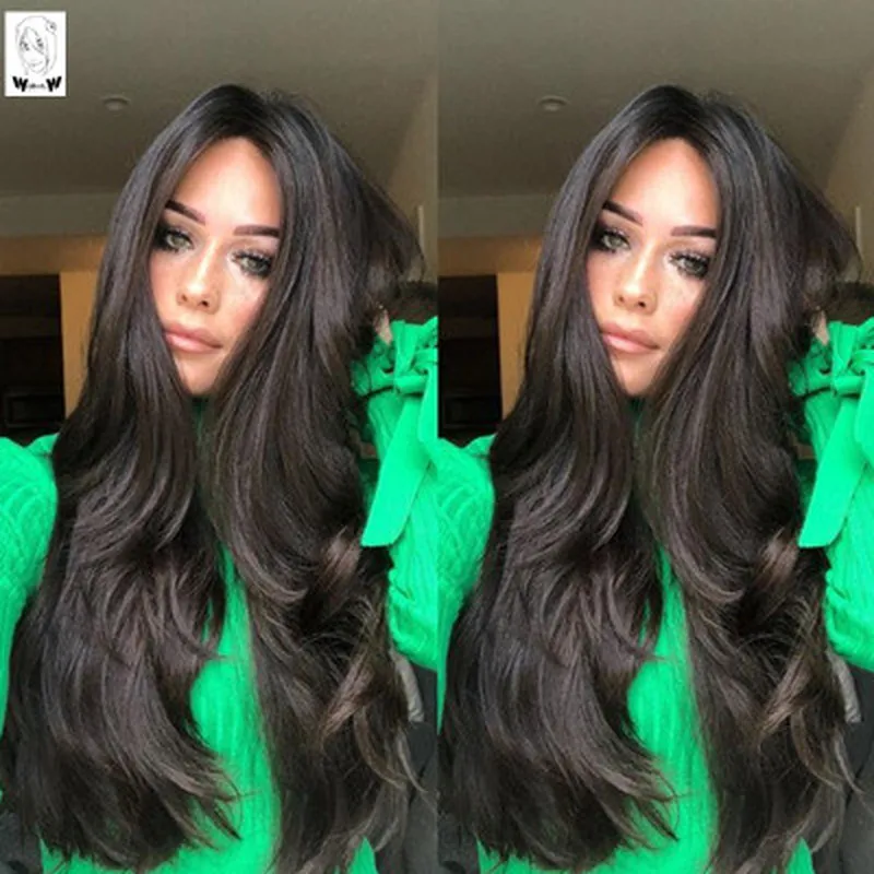 WHIMSICAL W Long Curly Synthetic Wig For Women Black Peluca Party Natural Heat Resistant Hair Wigs Pelucas