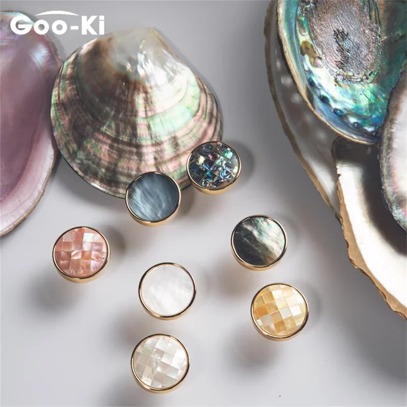 6-color pcs Furniture Gold Handles Drawer Knobs for Cabinet Kitchen Cupboard Pulls Wall Hanging Hooks Natural Sea Shell Hardware