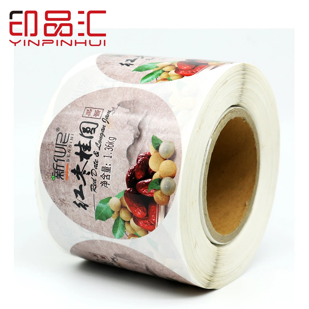 Logo Custom Heat Resistant Label Rolls Adhesive Bottle Labels for Labelling Machine Fruit Jam Wrapper Stickers