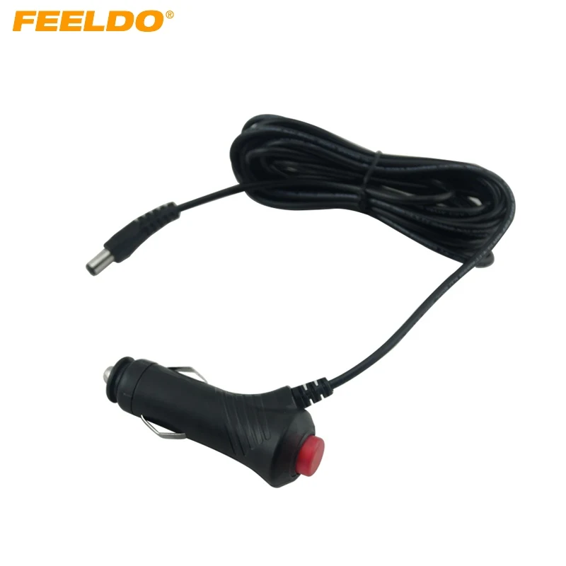

FEELDO DC 12V/24V 5.5/2.1 Connector Adapter To Car Cigarette Lighter Socket Plug With ON/OFF Push Switch And Wire Cable