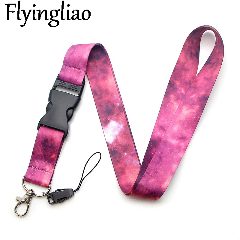 

Star Nebula Lanyard Keys Phone Holder Funny Neck Strap With Keyring ID Card DIY Animal webbings ribbons Hang Rope Gifts