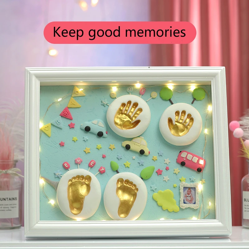 Diy Hand And Foot Print Modeling Clay Baby Footprint Baby Photo Frame Gift Box Color Clay Souvenir Newborn Plasticine Baby Gifts