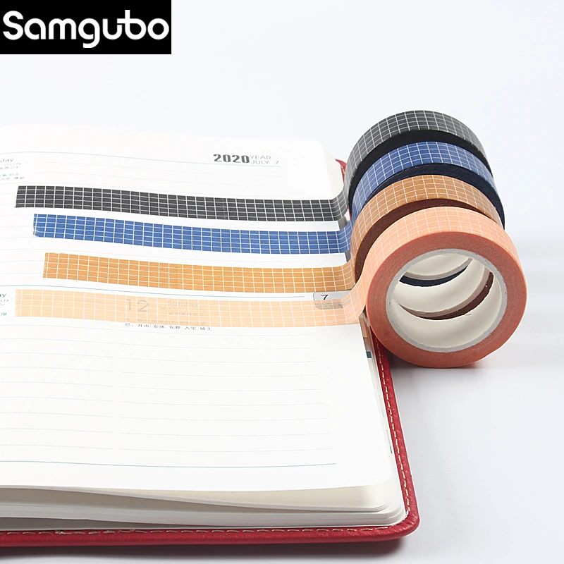 10M Pure Color Grid Washi Tape Set Masking Tape Journaling Supplies Washy Tape Organizer Washitape Stationery Sticker Scrapbook