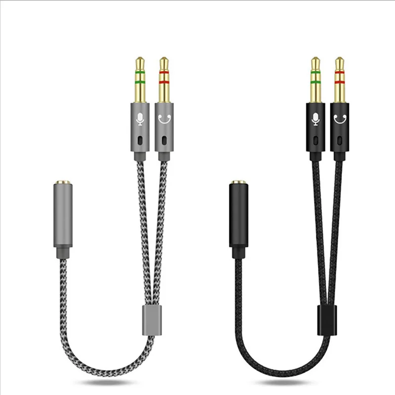 

3.5mm Jack Microphone Headset Audio Splitter Cable Female to 2 Male Headphone Mic Aux Extension Cables For phone Computer