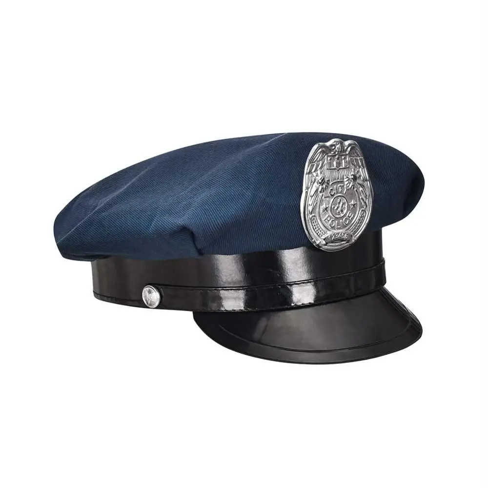 Men & Women Adult Blue Police Officer Hat Halloween Cosplay Cap Cop Costume Accessories Anime Props