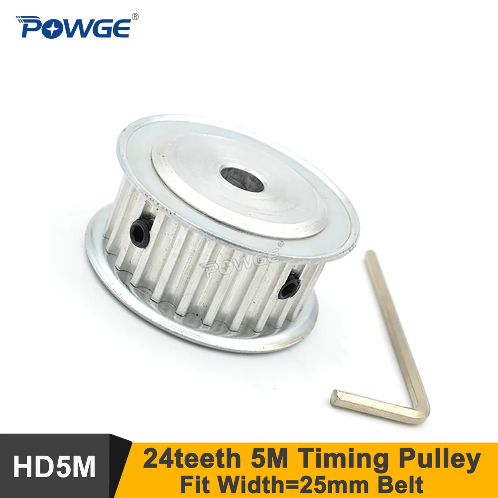 

POWGE 24 Teeth 5M Synchronous Pulley Bore6/8/10/12/14/19mm Fit W=25mm HTD 5M Timing Belt 24T 24Teeth Pulley 24-5M AF