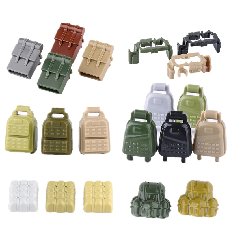 WW2 Military Accessories Building Blocks Army Figures Mini Backpack Tactical Belt Rucksack Weapons Parts Educational Toys C235