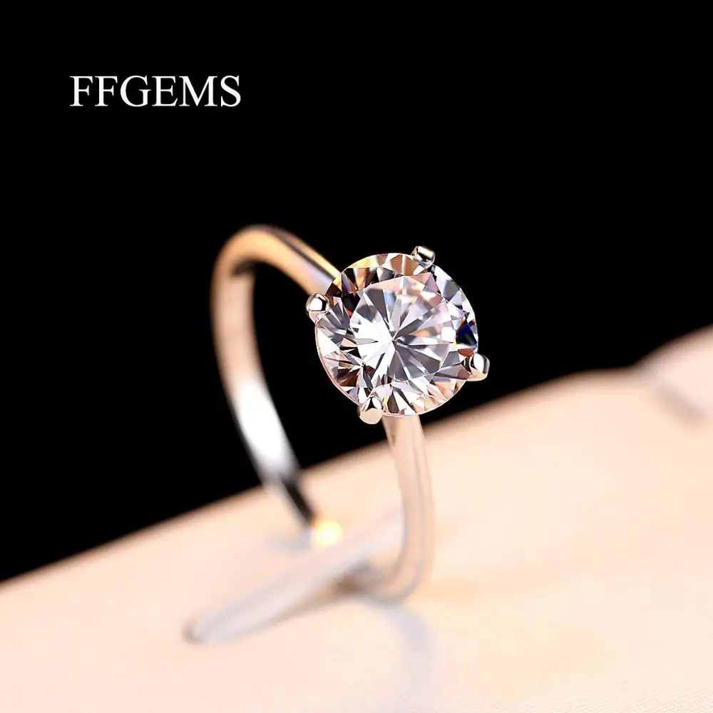 

100% Sterling Silver 925 Moissanite Diamond Round 2.0CT VVS1 EFD Proposal Rings Fine Jewelry For Women Wedding Gift Engagement