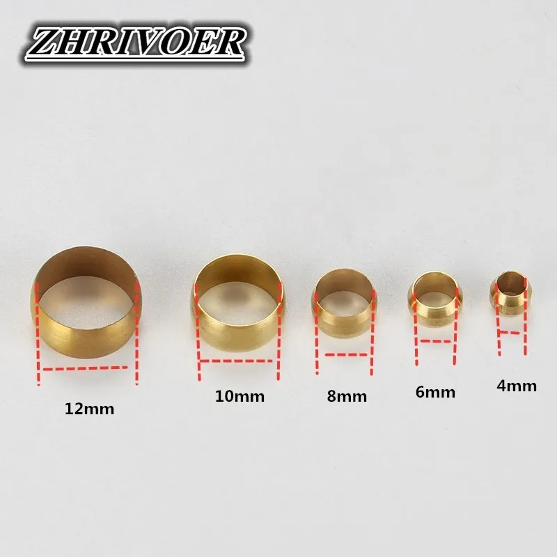 10Pcs Brass Double taper ferrule 4 6 8 10 12 14mm OD Compression Sleeve seal ring fittings Tube centralized lubrication system